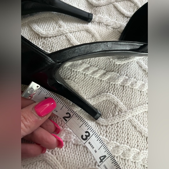 Gianni Bini Black Leather Pointed 3 inch Heels with Double Straps - Picture 5 of 12